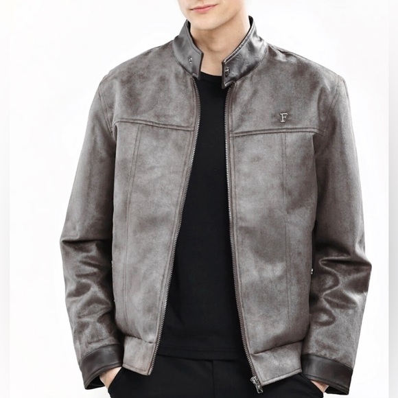 FERRARI F COLLECTIONS — MADE IN ITALY, FAUX LEATHER, SUEDE, GREY, LUXURY JACKET - Picture 1 of 16